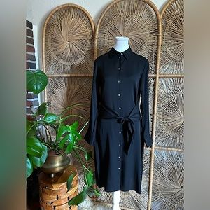 Theory Tie-Front Silk Shirtdress